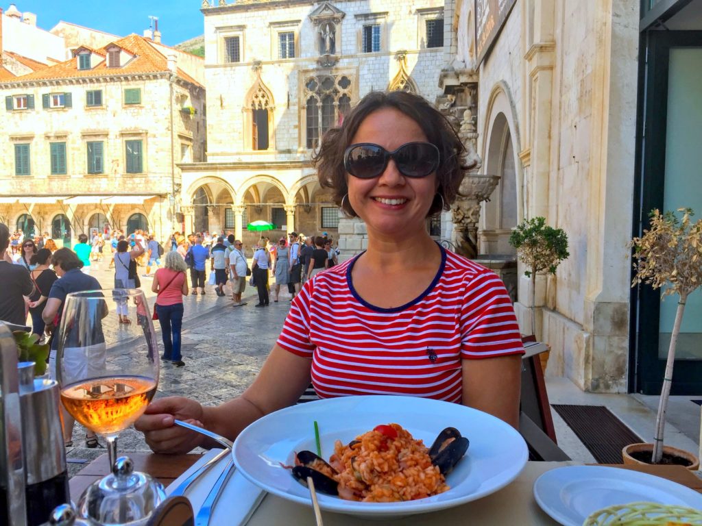 Dining at a historical piazza in Dubrovnik Old Town