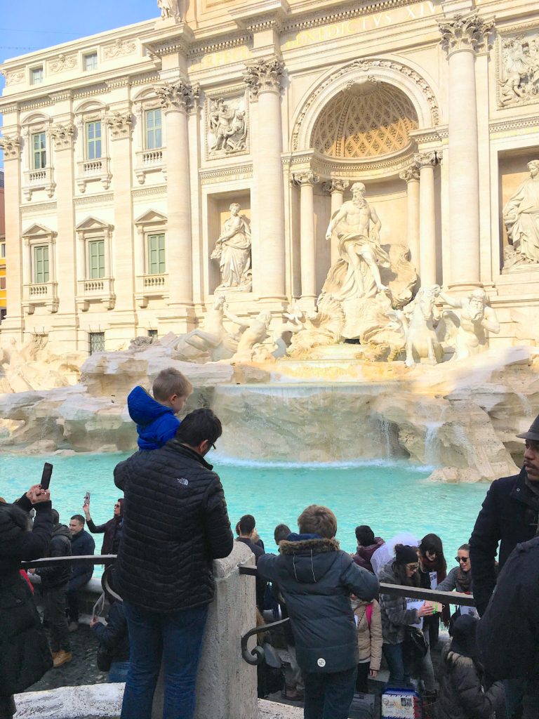 Trevi Fountain in Rome with kids