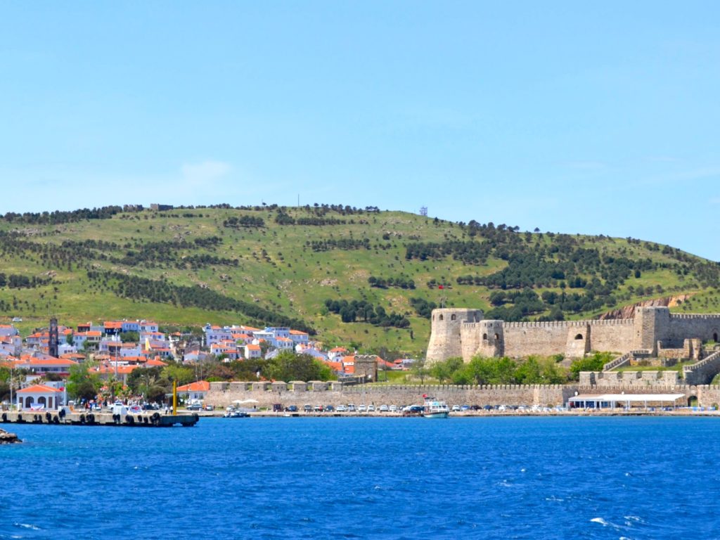 Bozcaada town and castle view from the ferry