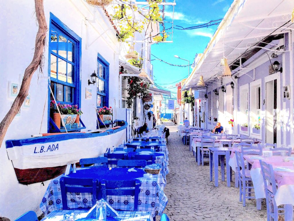 Bozcaada streets and restaurants