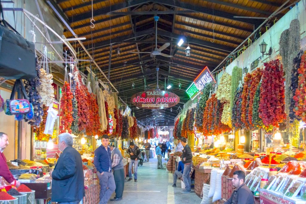 Spice bazaar market in Gaziantep, Turkey