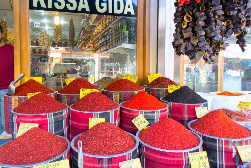 Gaziantep hot pepper and chili varieties, Turkey 